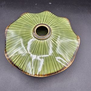 Ikebana art pottery vase by pottery boys green wavy